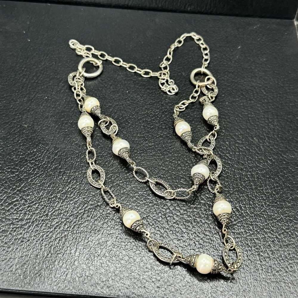 vintage statement sterling silver 925 real pearl … - image 2