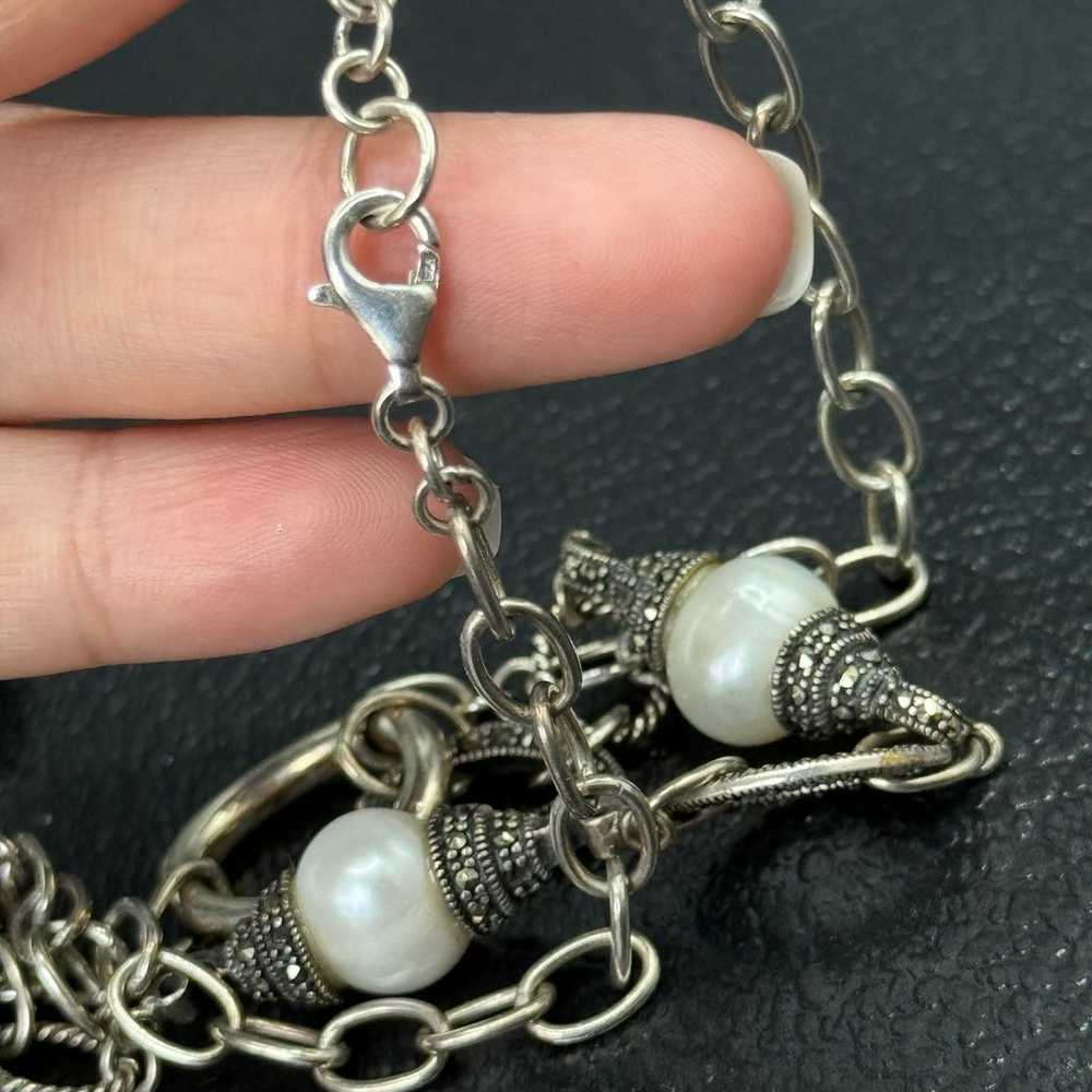 vintage statement sterling silver 925 real pearl … - image 8