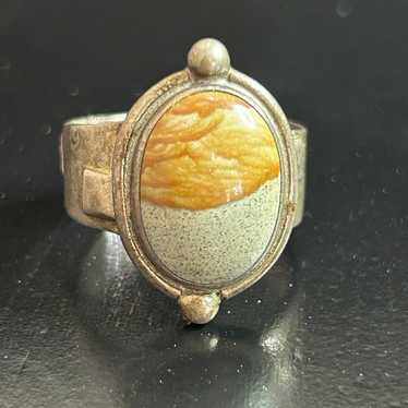 Vintage Ring Size 11 Agate Gem Silver Sterling Pal