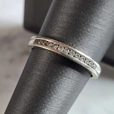 Womens Vintage Estate 10K White Gold Diamond Ring 