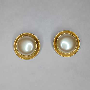 Yves Saint Laurent Dome Pearl Cabochon Gold Sun Cl