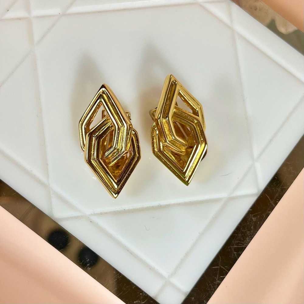 Christian Dior Abstract Gold Clip-On Earrings - image 1