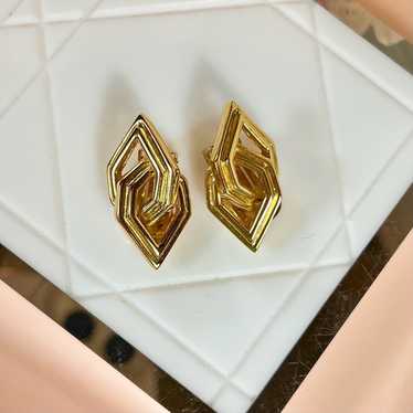 Christian Dior Abstract Gold Clip-On Earrings - image 1