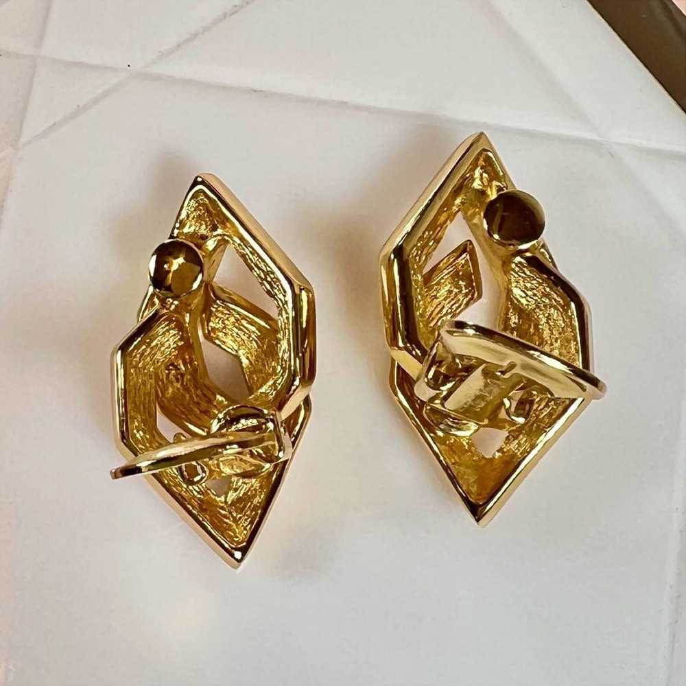 Christian Dior Abstract Gold Clip-On Earrings - image 5