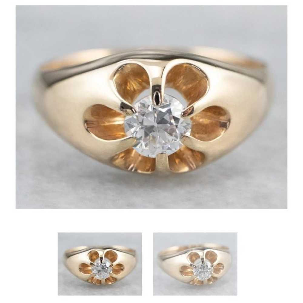 10k gold solitaire ring European style - image 3