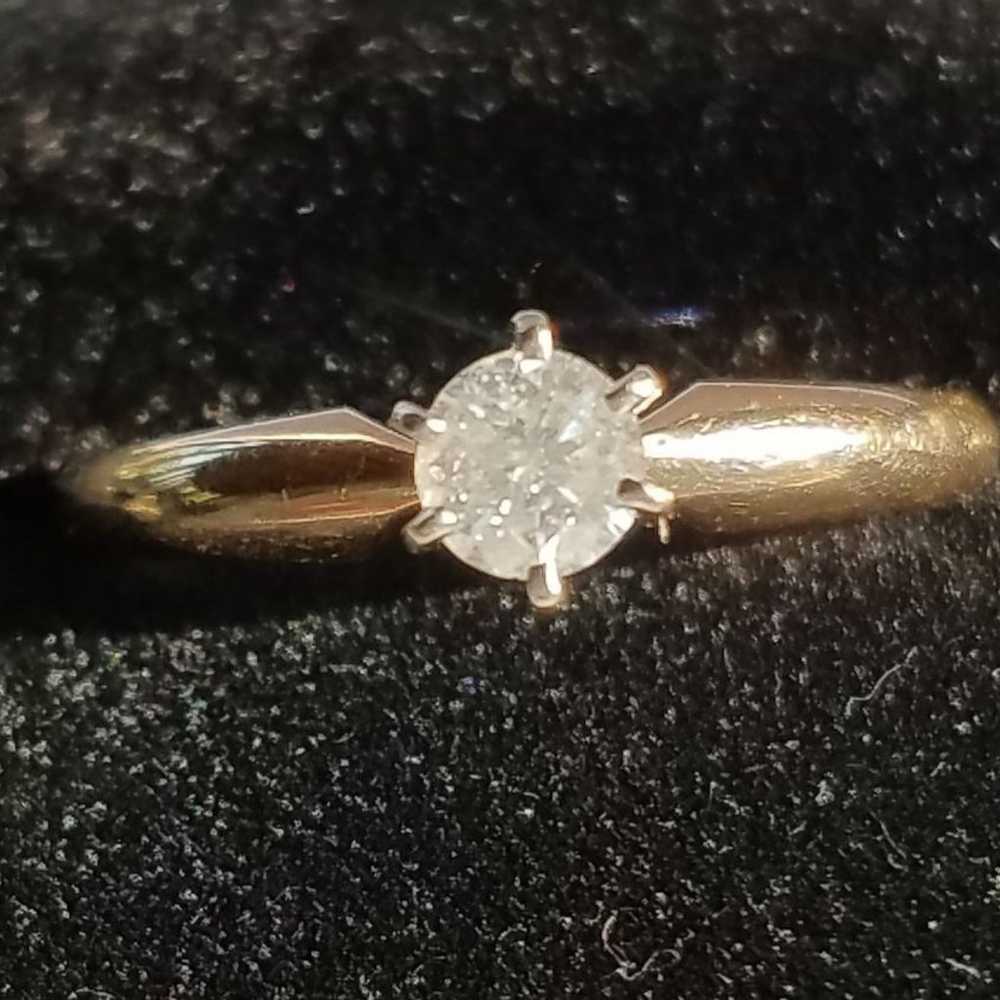 10k Gold 1/4 Ct Diamond Solitaire Ring - image 1