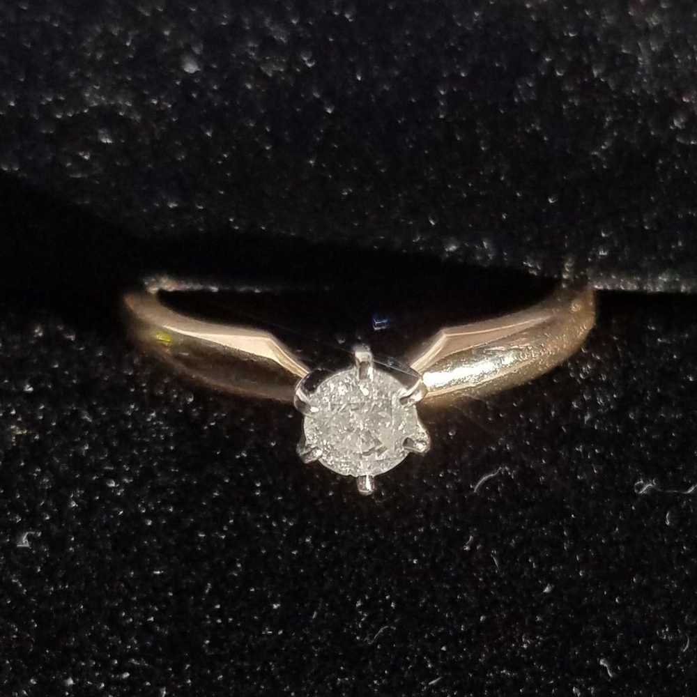 10k Gold 1/4 Ct Diamond Solitaire Ring - image 4