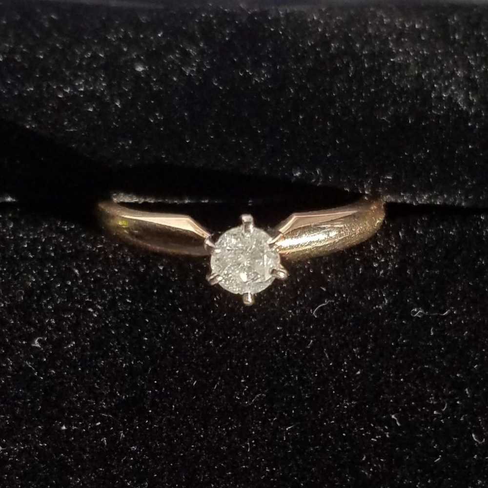 10k Gold 1/4 Ct Diamond Solitaire Ring - image 5