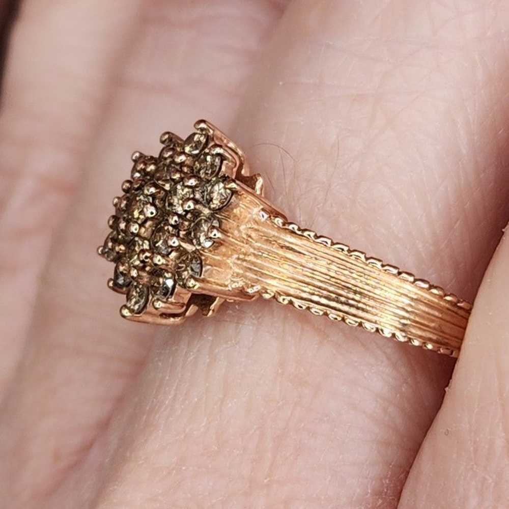 Vintage Style Genuine Champagne Diamond Ring - image 5