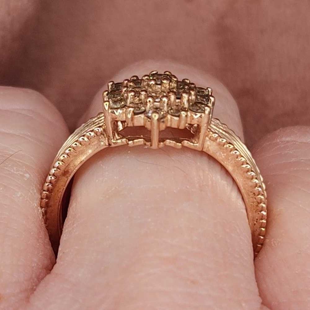 Vintage Style Genuine Champagne Diamond Ring - image 6