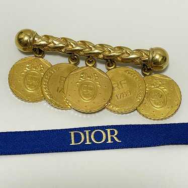 【Mint Condition】Christian Dior Brooch Coin Gold V… - image 1