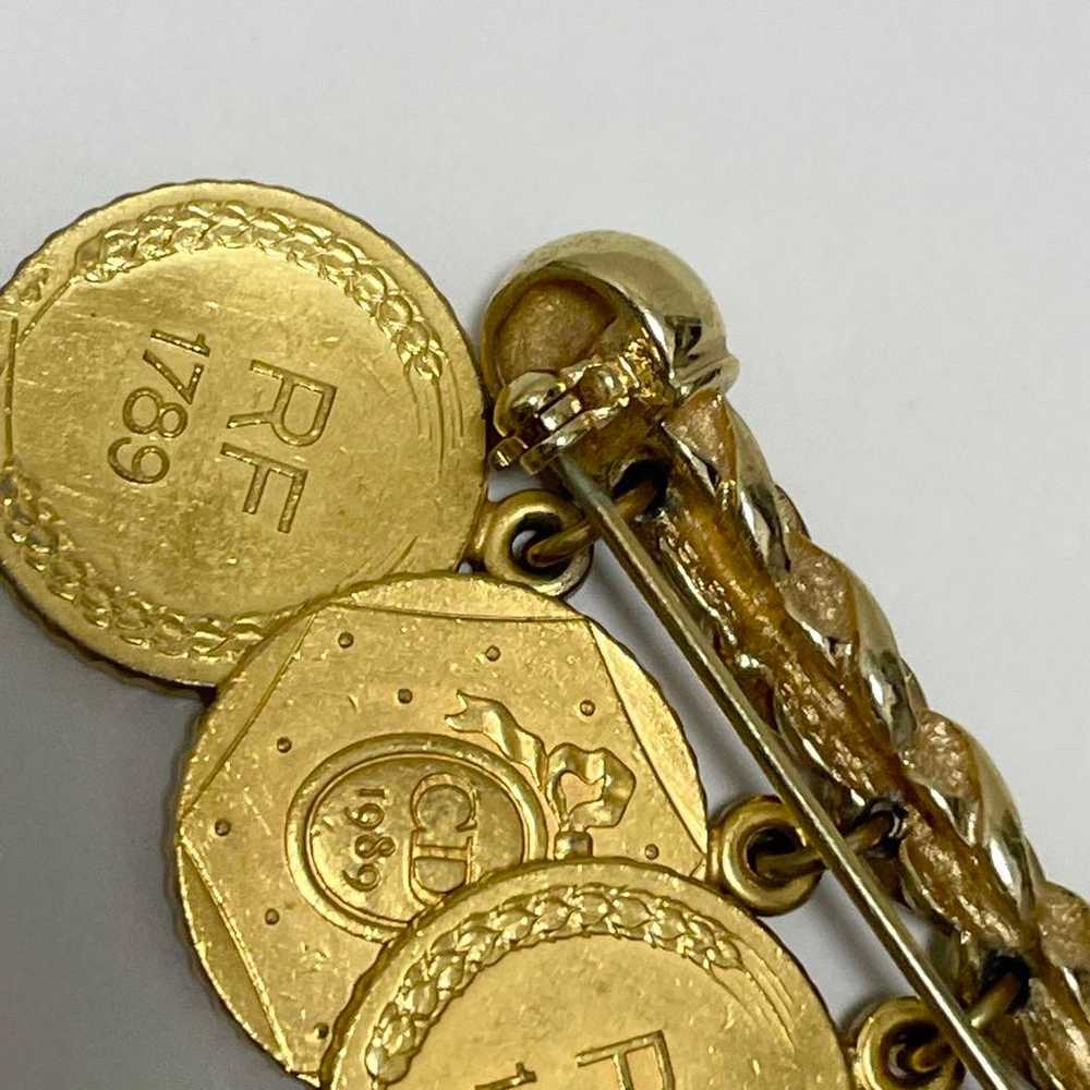 【Mint Condition】Christian Dior Brooch Coin Gold V… - image 5