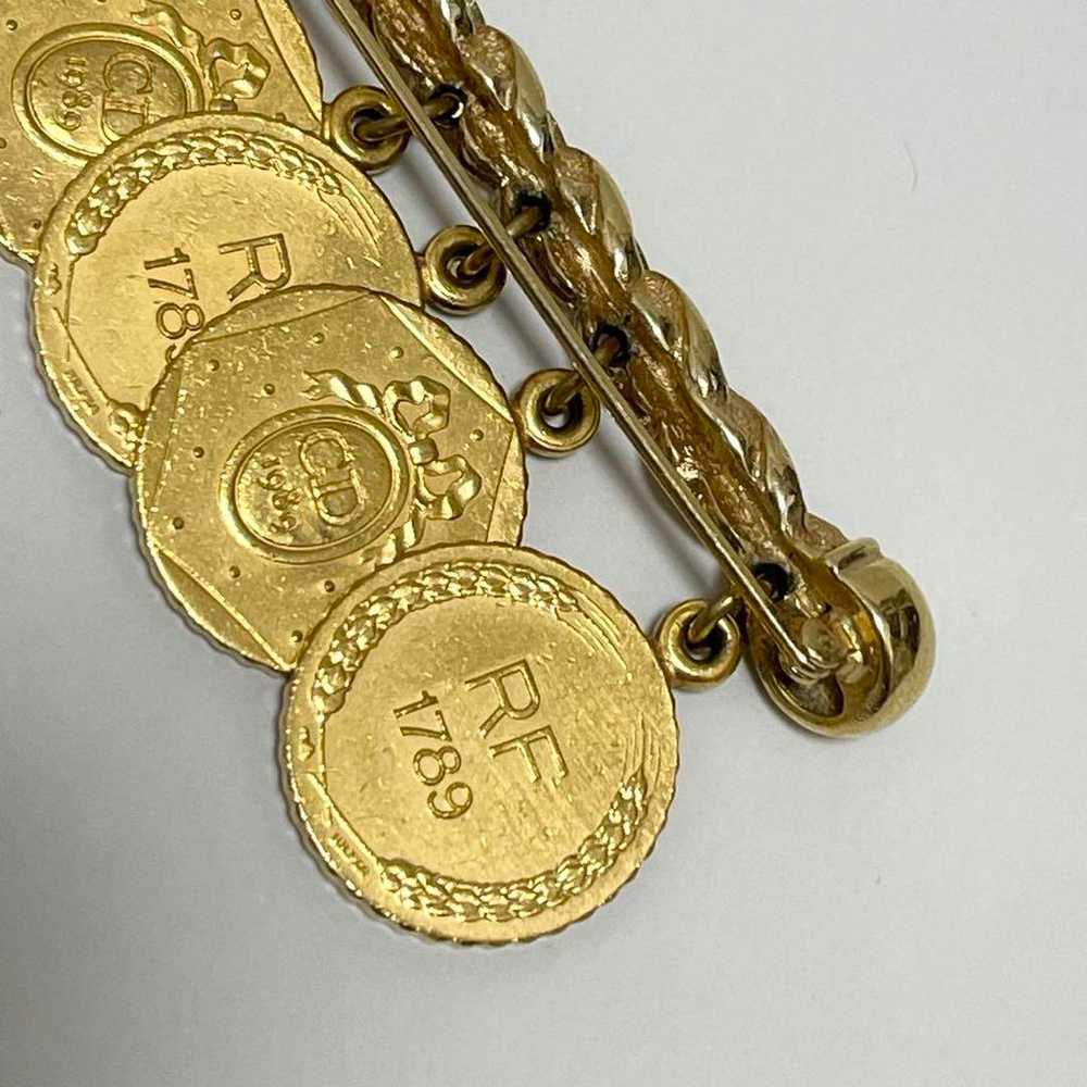 【Mint Condition】Christian Dior Brooch Coin Gold V… - image 6