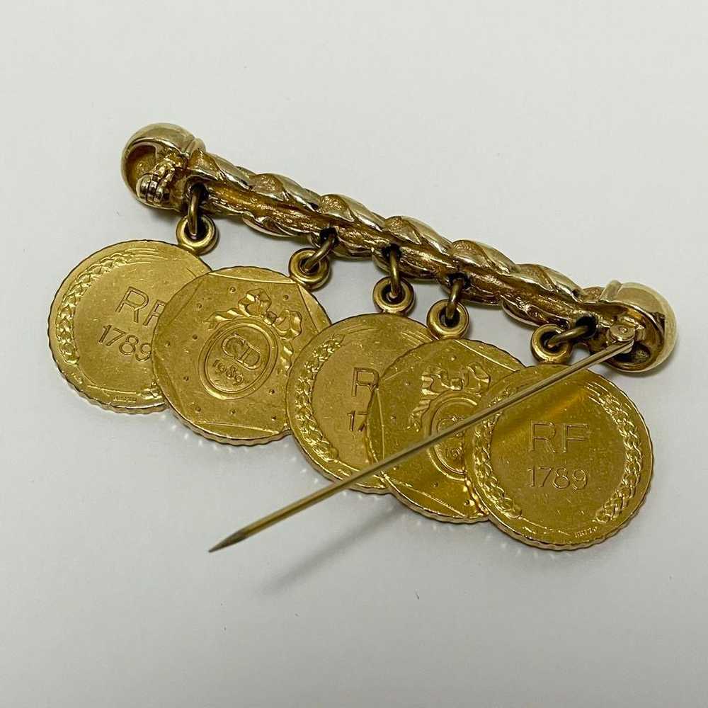 【Mint Condition】Christian Dior Brooch Coin Gold V… - image 7