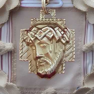 14K Christ Head Charm