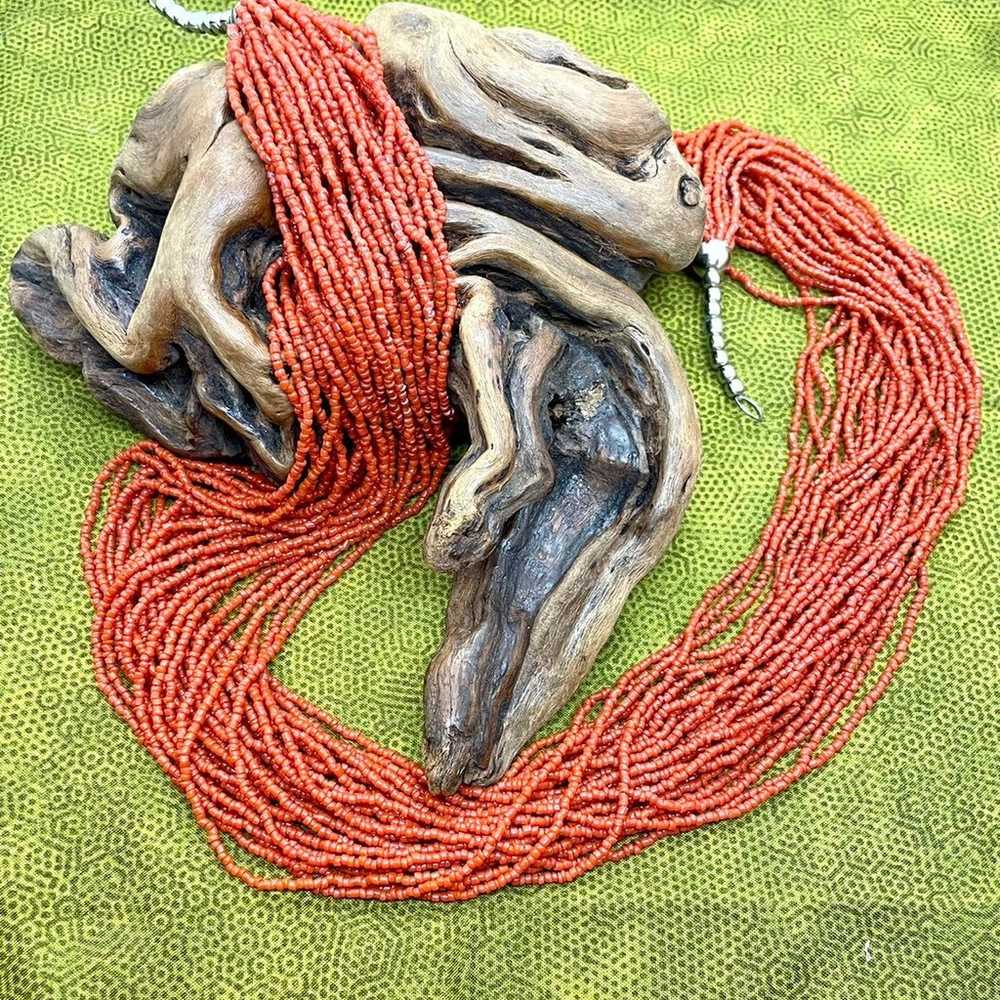 Vintage Coral Multistrand Coral Necklace - image 1