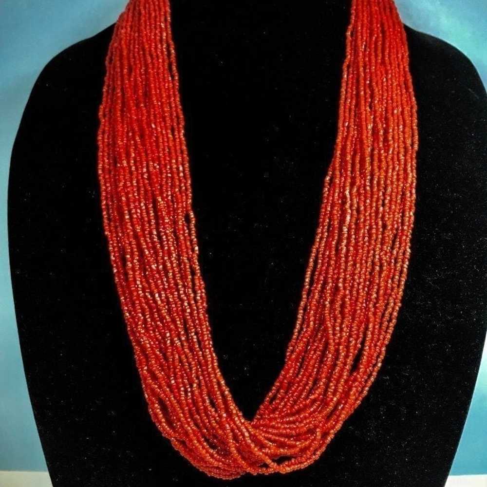 Vintage Coral Multistrand Coral Necklace - image 2