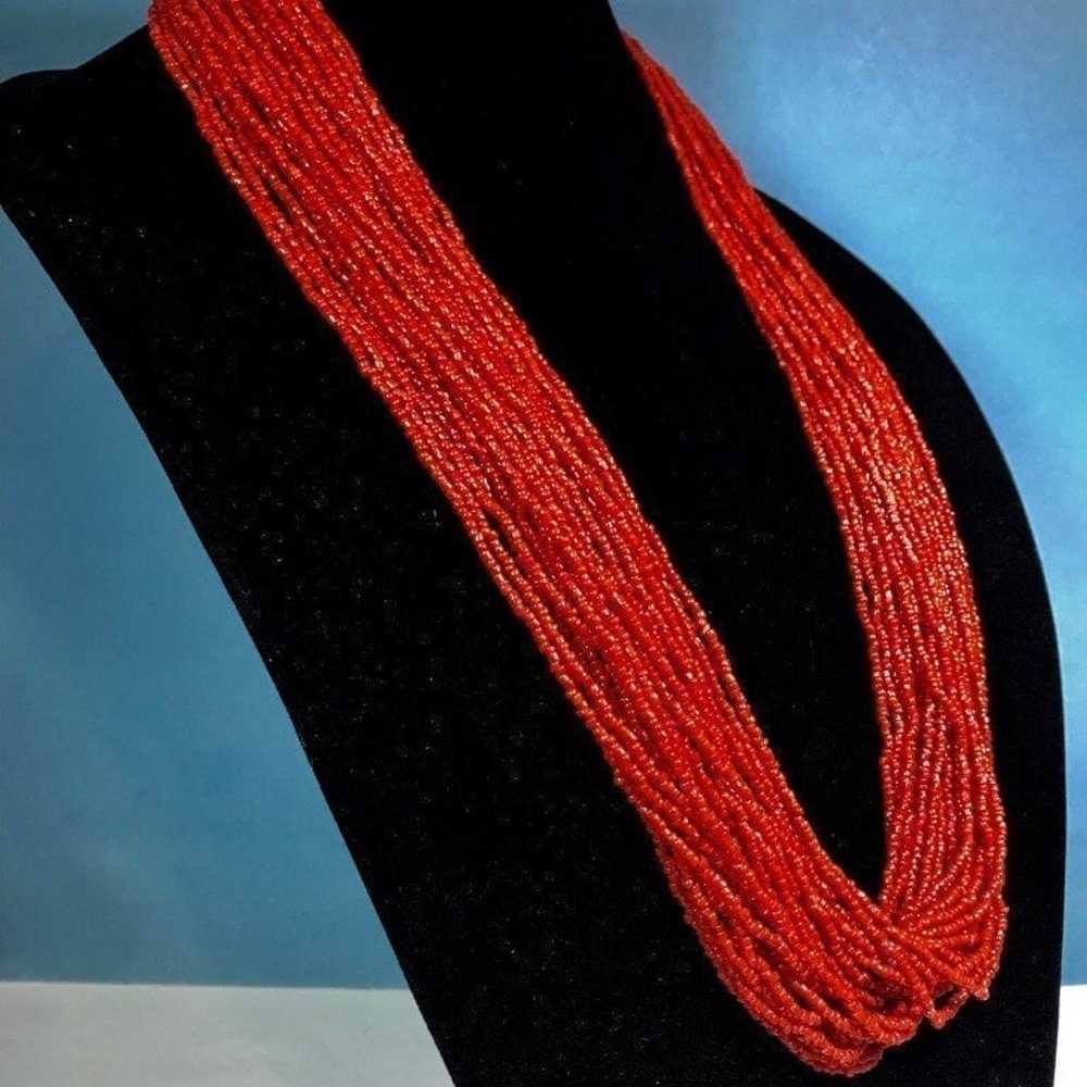 Vintage Coral Multistrand Coral Necklace - image 4