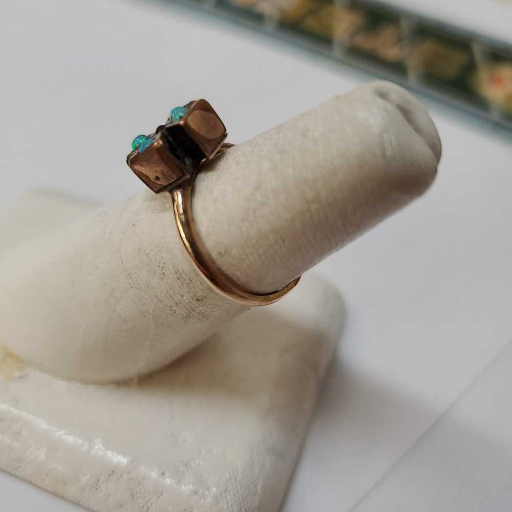 Vintage Opal cross Ring, 14kt yellow Gold - image 2