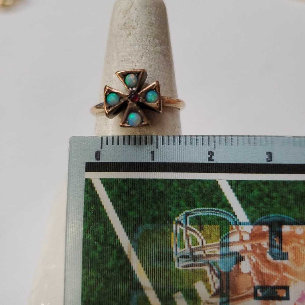 Vintage Opal cross Ring, 14kt yellow Gold - image 3