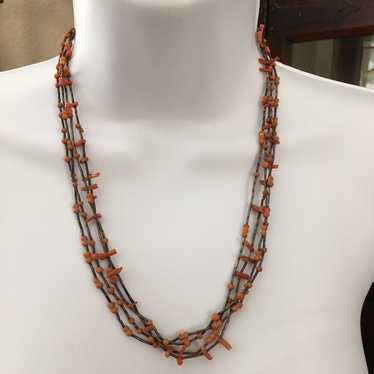 Antique coral & sterling necklace - image 1