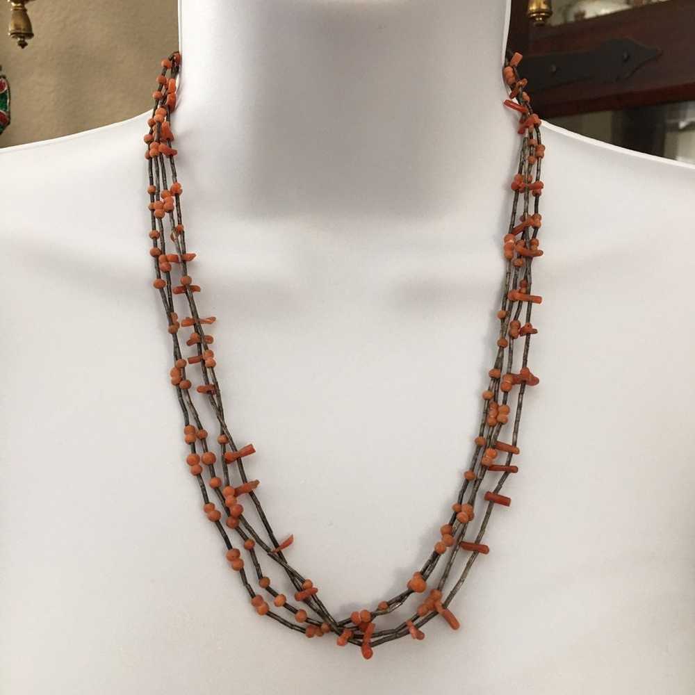 Antique coral & sterling necklace - image 3