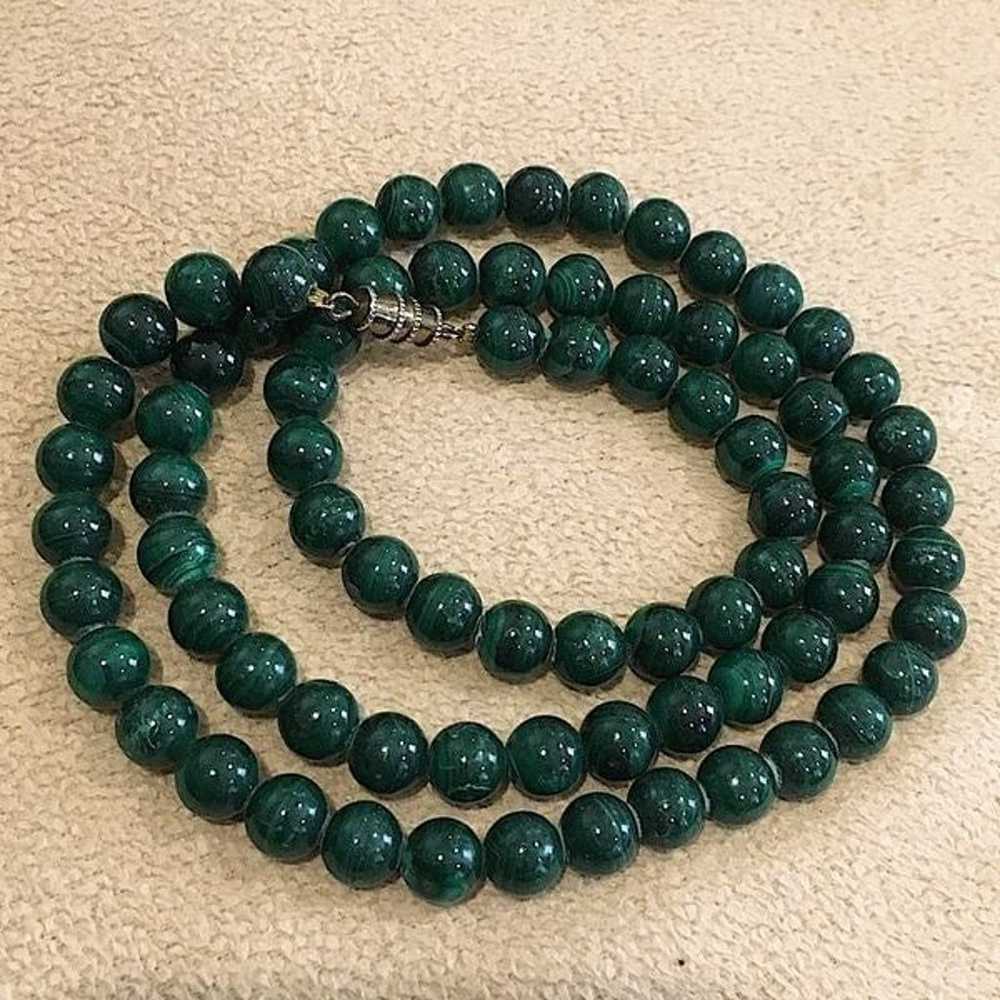 Vintage Genuine Malachite Long Strand Beaded Neck… - image 3