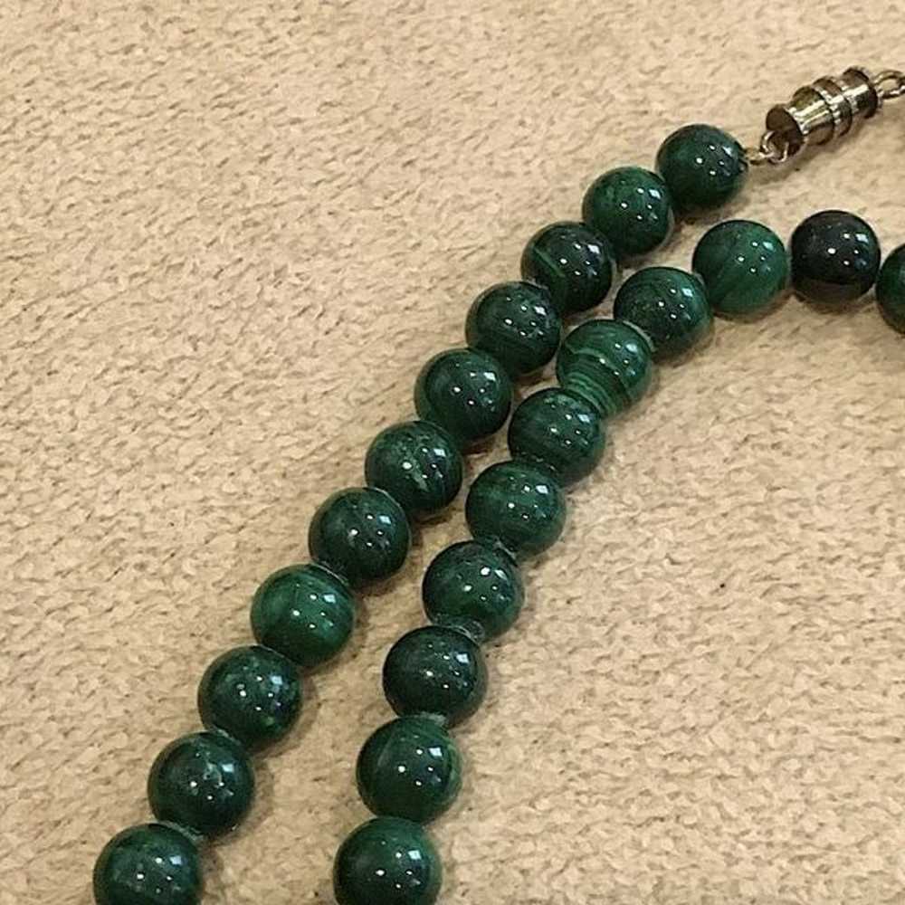 Vintage Genuine Malachite Long Strand Beaded Neck… - image 4