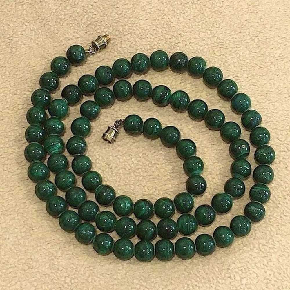 Vintage Genuine Malachite Long Strand Beaded Neck… - image 6