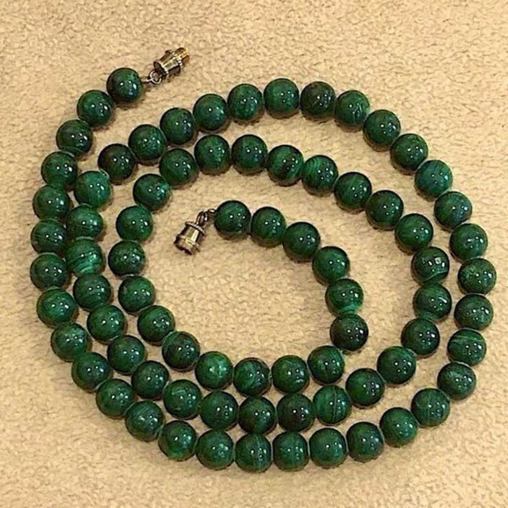 Vintage Genuine Malachite Long Strand Beaded Neck… - image 8