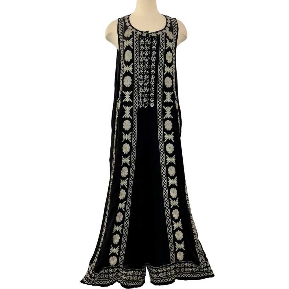 Johnny Was Biya Shia Black Silk Embroidered Relax… - image 1