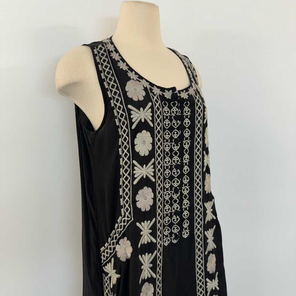 Johnny Was Biya Shia Black Silk Embroidered Relax… - image 3