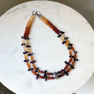 Citrine Garnet Sterling Silver Necklace