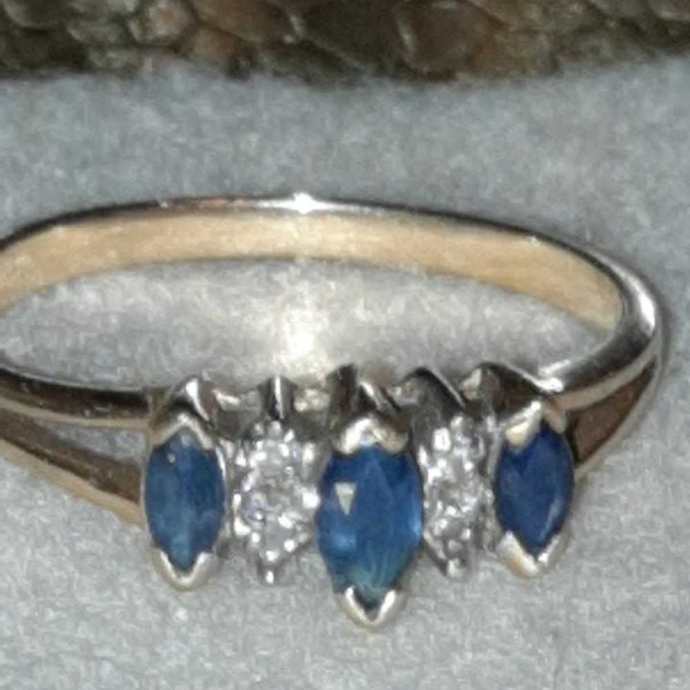 Vintage Samuel Aaron  Sapphire Diamond ring - image 2