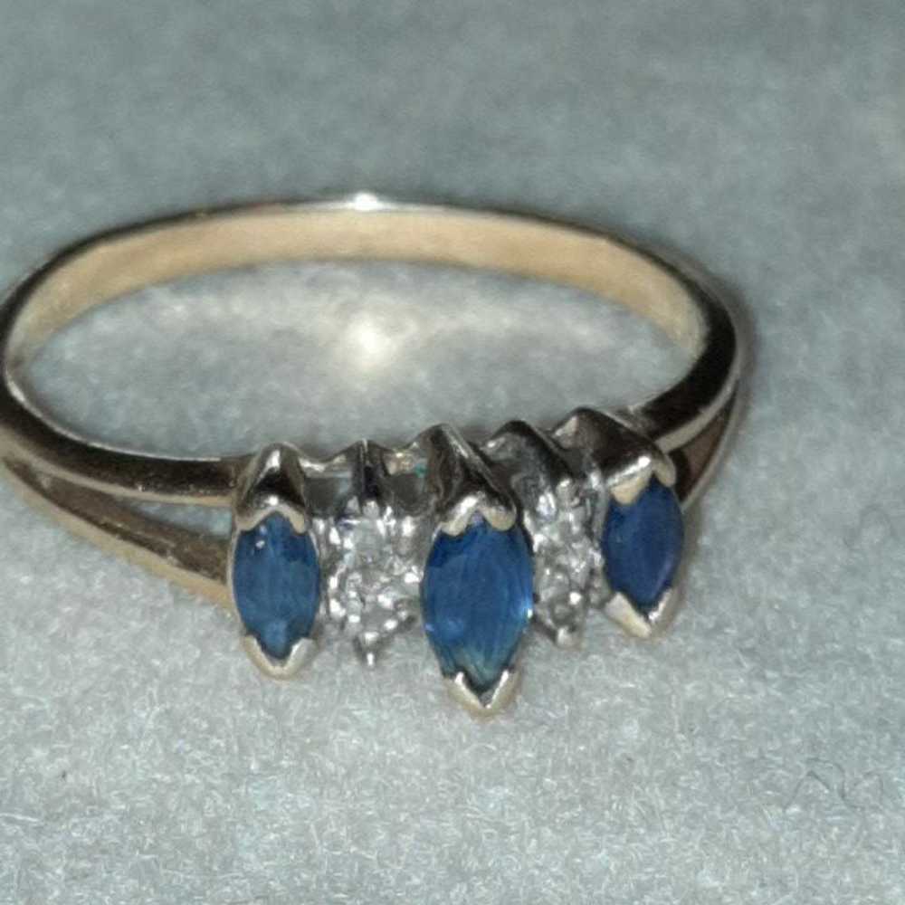 Vintage Samuel Aaron  Sapphire Diamond ring - image 3