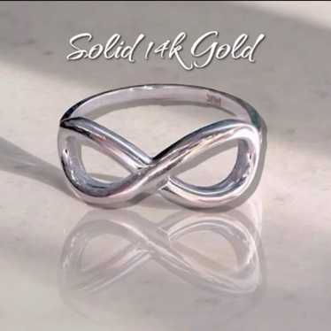 Solid 14K White Gold Infinity Symbol Ring. 14K Wh… - image 1