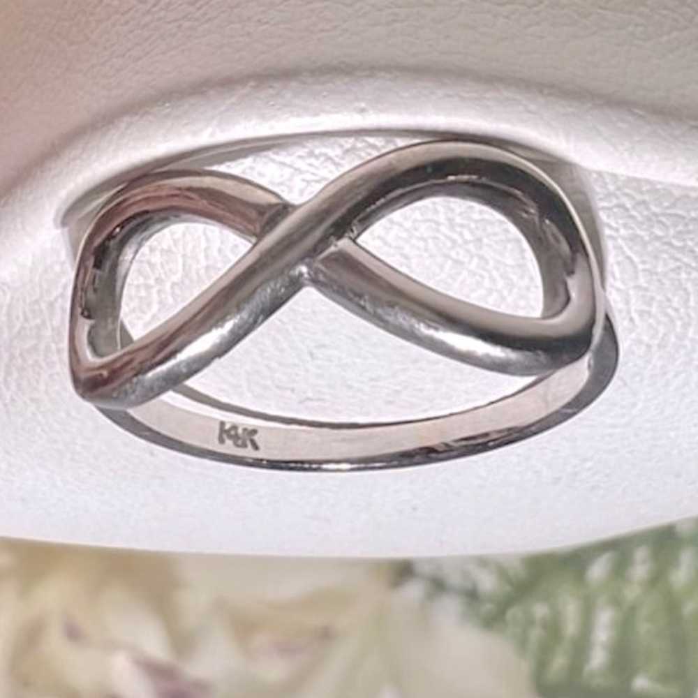 Solid 14K White Gold Infinity Symbol Ring. 14K Wh… - image 2