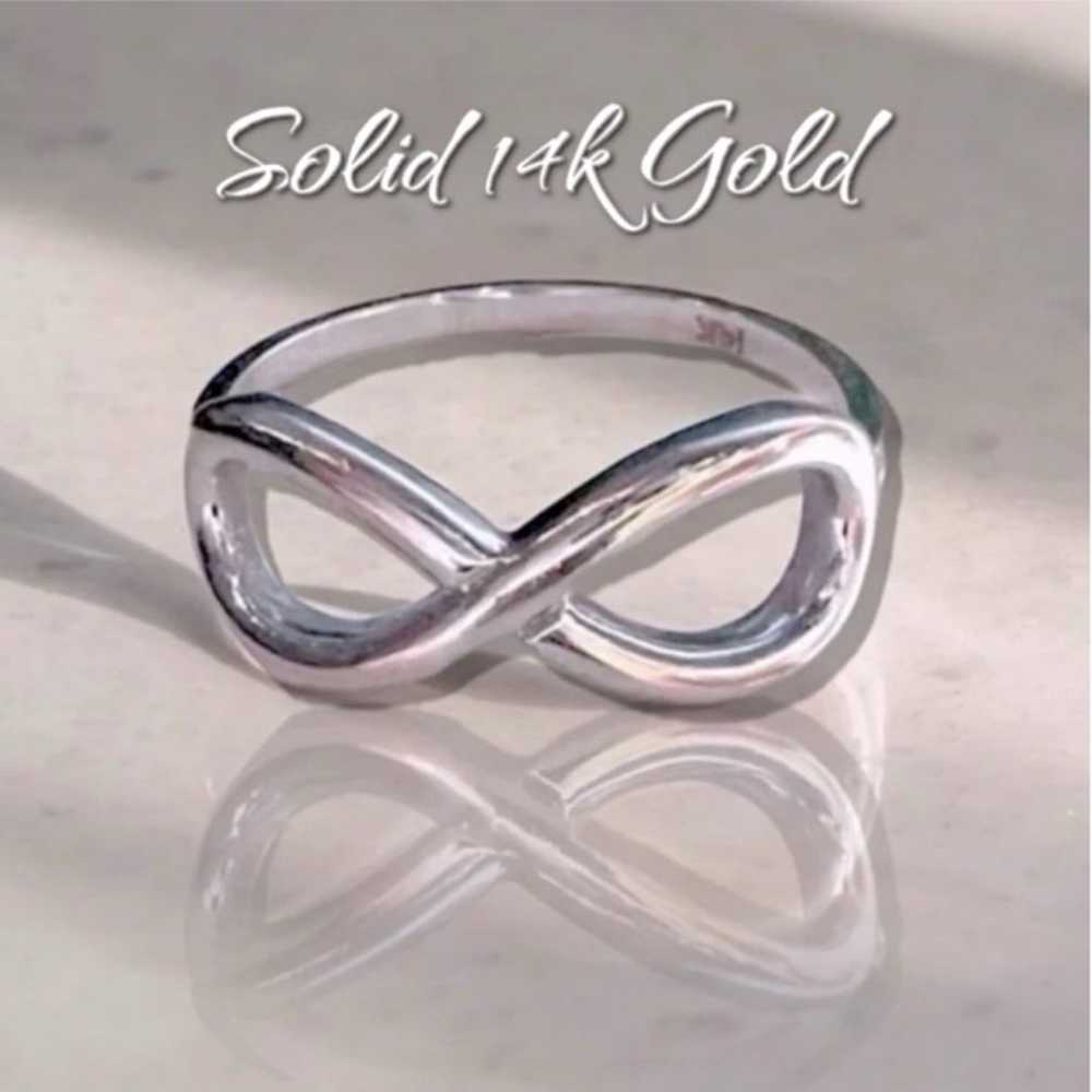 Solid 14K White Gold Infinity Symbol Ring. 14K Wh… - image 6