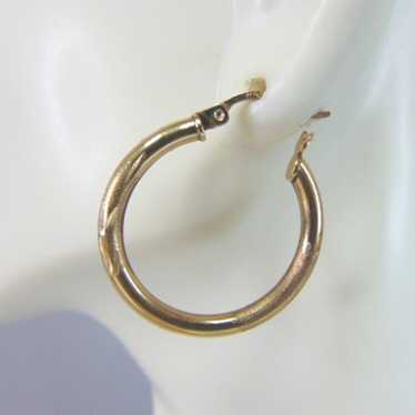 Pr Womens Vintage Estate 10K Gold Etched Hoop Earr