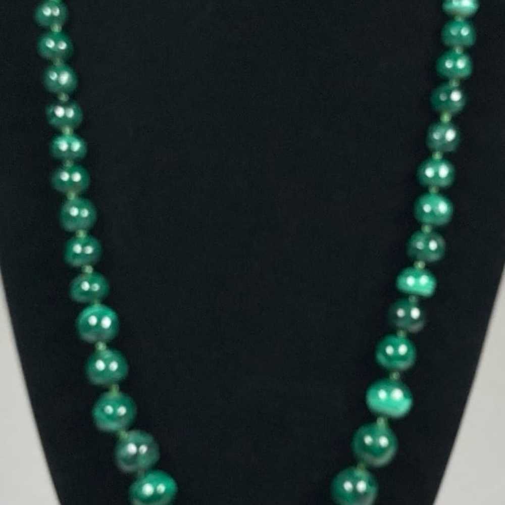 Graduated Malachite Grn Glass Spacers 21” Vintage… - image 8