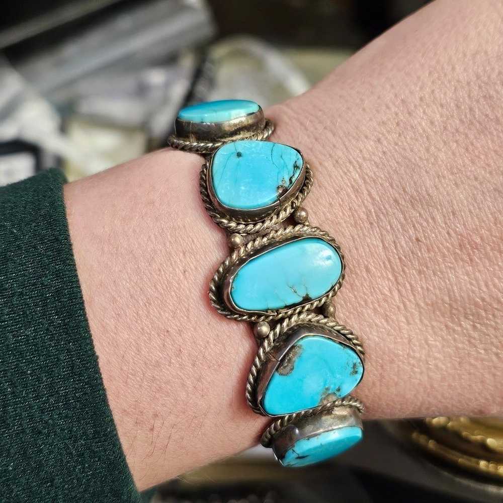 Vintage 5 stone cuff bracelet - image 5