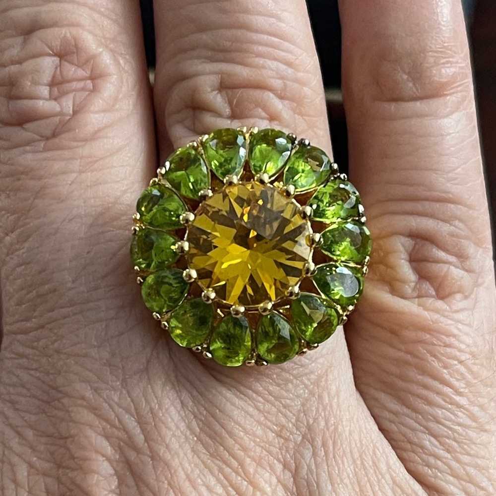 Genuine peridot citrine gold plated sterling silv… - image 10