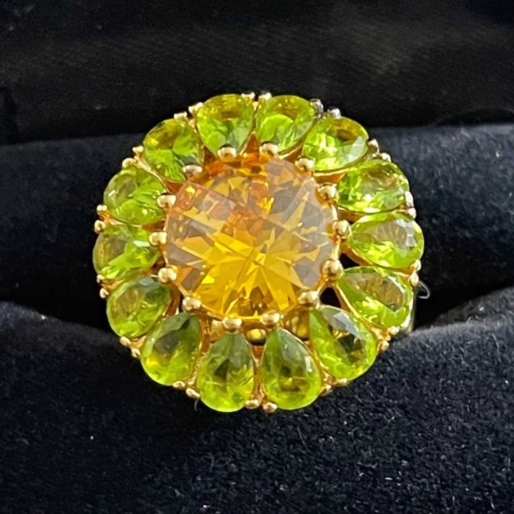 Genuine peridot citrine gold plated sterling silv… - image 11