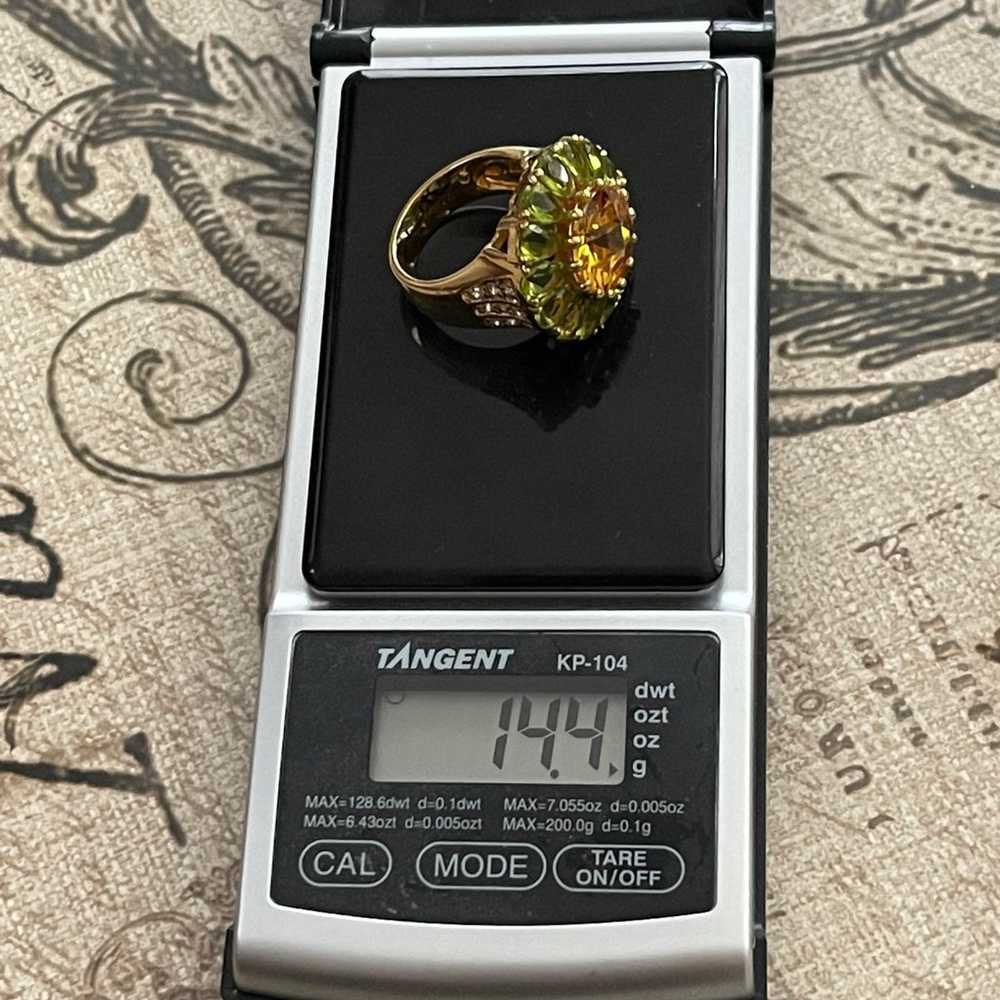 Genuine peridot citrine gold plated sterling silv… - image 12