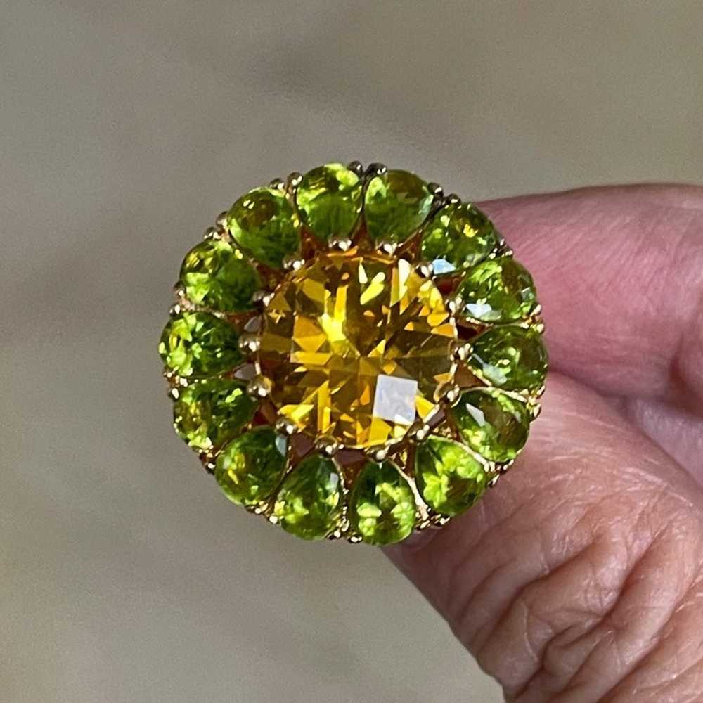 Genuine peridot citrine gold plated sterling silv… - image 1