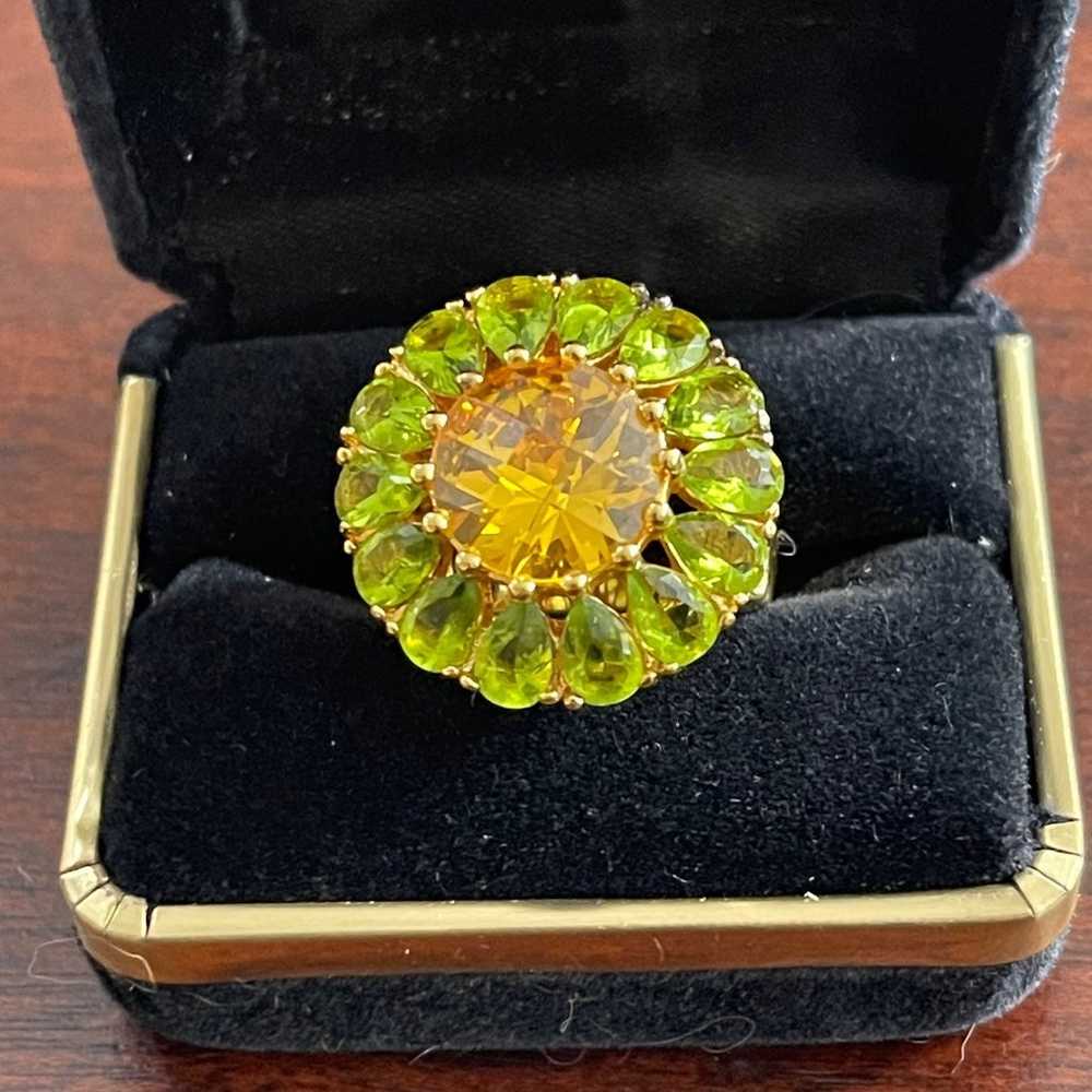 Genuine peridot citrine gold plated sterling silv… - image 3