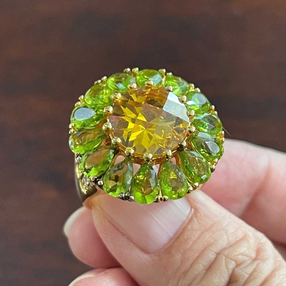 Genuine peridot citrine gold plated sterling silv… - image 5