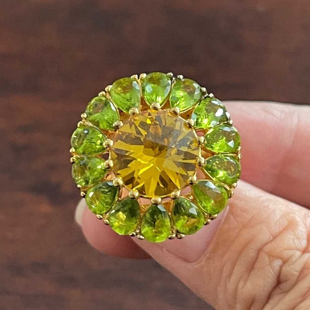 Genuine peridot citrine gold plated sterling silv… - image 9