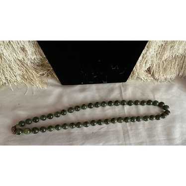 Vintage Beaded Multi Dark Green Jade Strand Neckl… - image 1