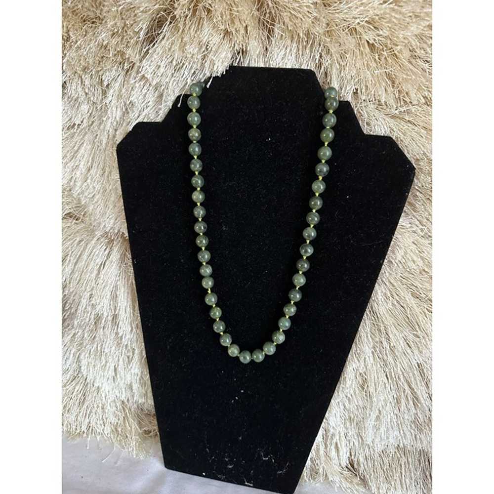 Vintage Beaded Multi Dark Green Jade Strand Neckl… - image 2